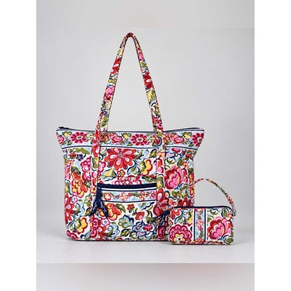 Vera Bradley Hope Garden Tote & Wallet Floral Cottage Bohemian Quilted Retired